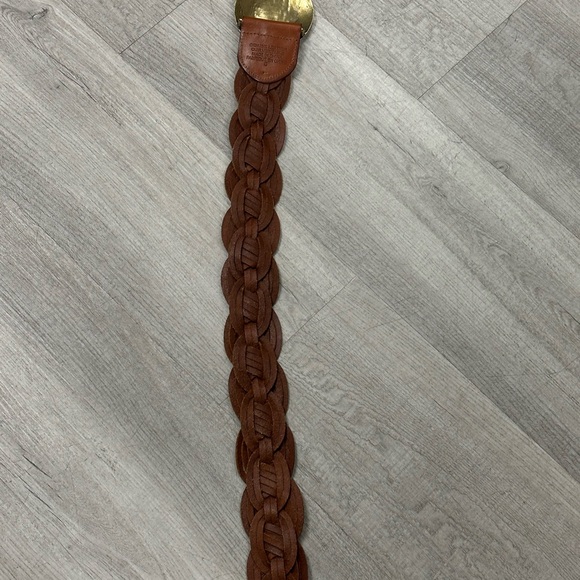 Genuine Leather Braided Belt with Brass Buckle – Size Small - Picture 6 of 8